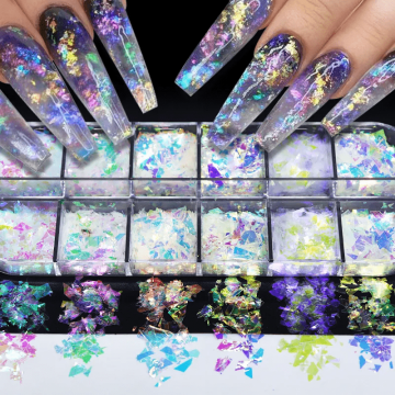 Fulgi Nail Art Holographic 12 Bucati - KRY72 - Everin.ro