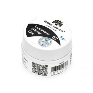 Gel luminiscent Luminous Glitter Gel cu sclipici hexagon, 02, 5g