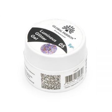 Gel luminiscent Luminous Glitter Gel cu sclipici hexagon, 05, 5 g