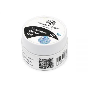 Gel luminiscent Luminous Glitter Gel cu sclipici hexagon, 07, 5g