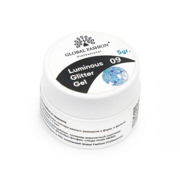 Gel luminiscent Luminous Glitter Gel cu sclipici hexagon 09, 5g