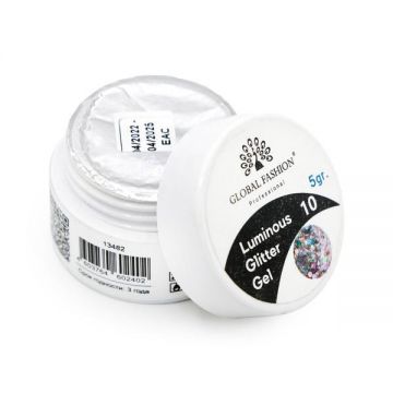 Gel luminiscent Luminous Glitter Gel cu sclipici hexagon, 10, 5g