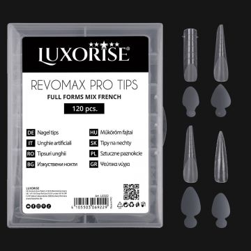 Tipsuri Reutilizabile REVOMAX PRO TIPS LUXORISE Mix French - Full Forms, 96 Tips & 48 French Stickers