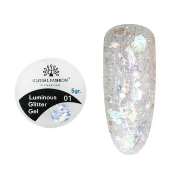 Gel Luminous Glitter Hexagon 5g, Nr. 01