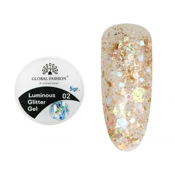 Gel Luminous Glitter Hexagon 5g, Nr. 02