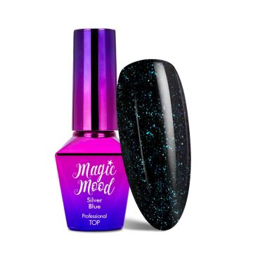 Top Coat cu sclipici Molly Lac Magic Mood Silver Blue 10ml - Everin