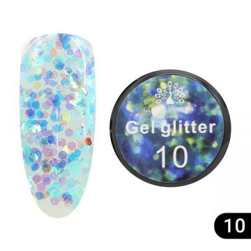 Gel color cu sclipici, Global Fashion, Glitter Gel, 5 gr , Albastru 10