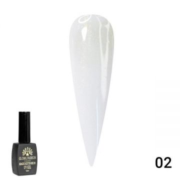 Gel UV pentru constructie, Global Fashion, Magic Extension, 12 ml, cu glitter, Alb G02