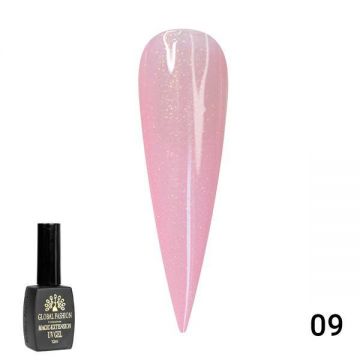 Gel UV pentru constructie, Global Fashion, Magic Extension ,12 ml, cu glitter, Roz G09