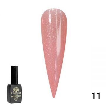 Gel UV pentru constructie, Global Fashion, Magic Extension, 12 ml, cu glitter, Roz G11