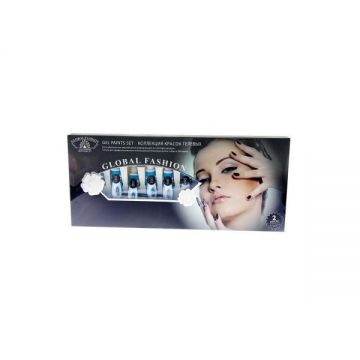 Set 12 gel vopsea in tub, Global Fashion, D02, 5 gr, Negru