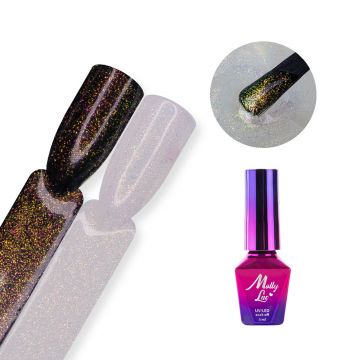 Hollywood Top Coat cu sclipici Molly Lac fara degresare- Golden Flower - HT-GF5 - Everin.ro