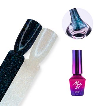 Hollywood Top Coat cu sclipici Molly Lac fara degresare- Silver Blue - HT-SB - Everin.ro